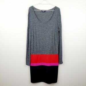 DKNY | Long Sleeve Colorblock Drop-Waist Dress